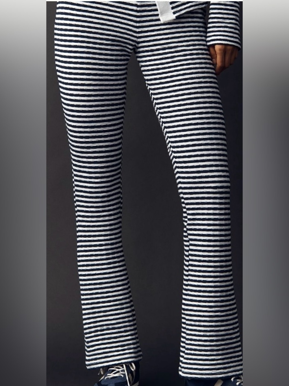 Anthropologie Maeve Blue and White Striped Knit Pants S M
